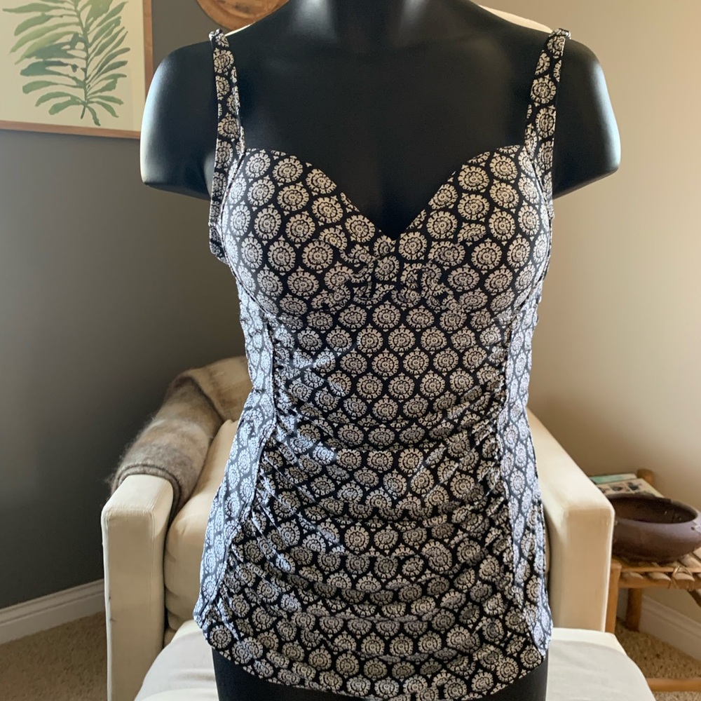 Merona One Piece Swimsuit Women’s Size M Black White Print